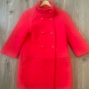 Coach Women's Red orange/ scarlet A line Coat with Bracelet length sleeve